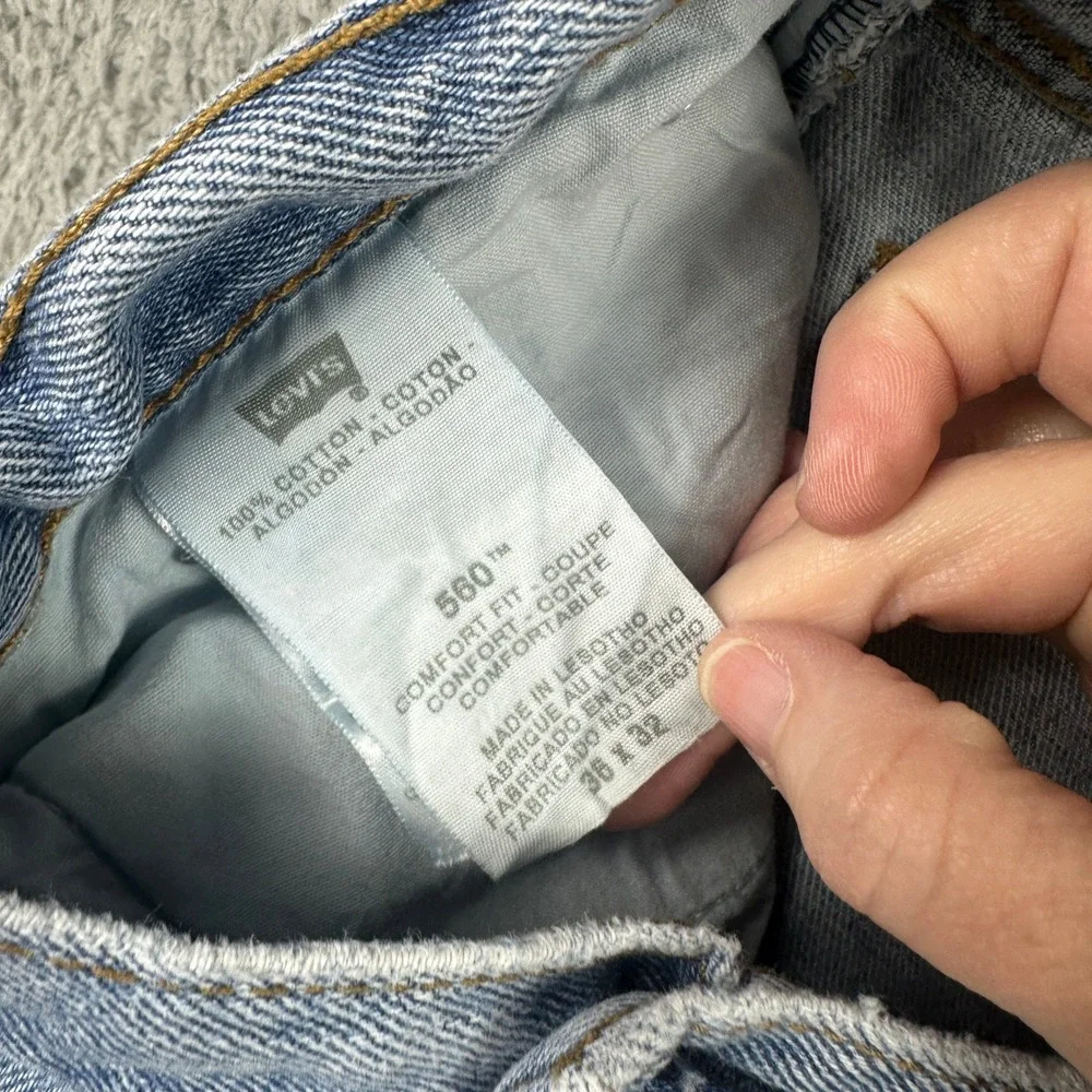 Levis 560 Comfort Fit Vintage Jeans Mens‎ 36x32 (Fits 34x30) Blue Tapered Denim